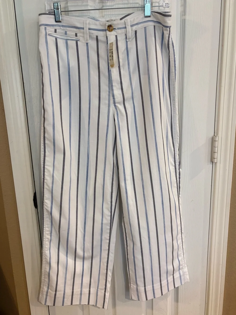 Madewell Slim Emmett Wide Leg Crop Pants 28 Montpellier Stripe NWT High Rise - Picture 2 of 11
